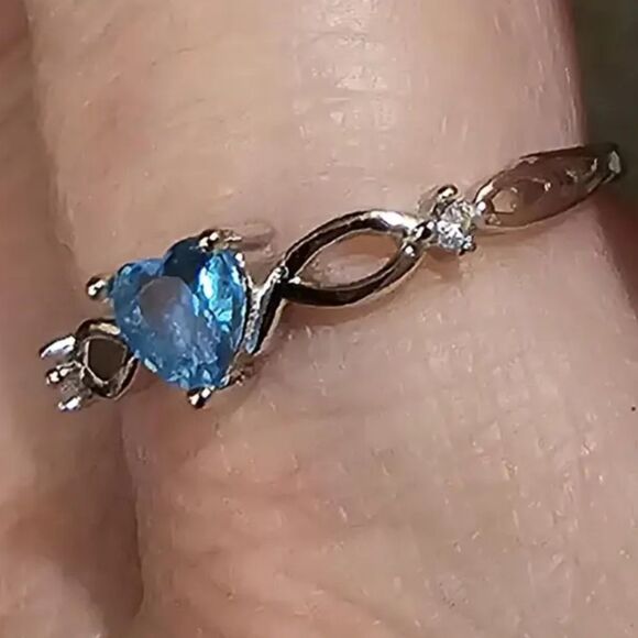 Blue Heart S925 Silver Ring - Picture 9 of 12